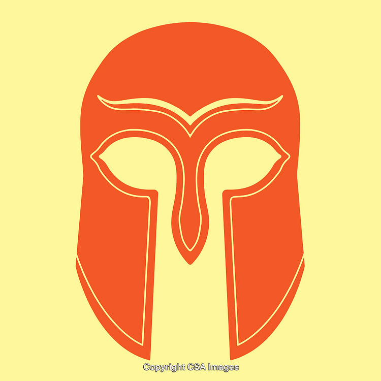 Bold Red Spartan Helmet Illustration With Modern Line Art Style Interpretations