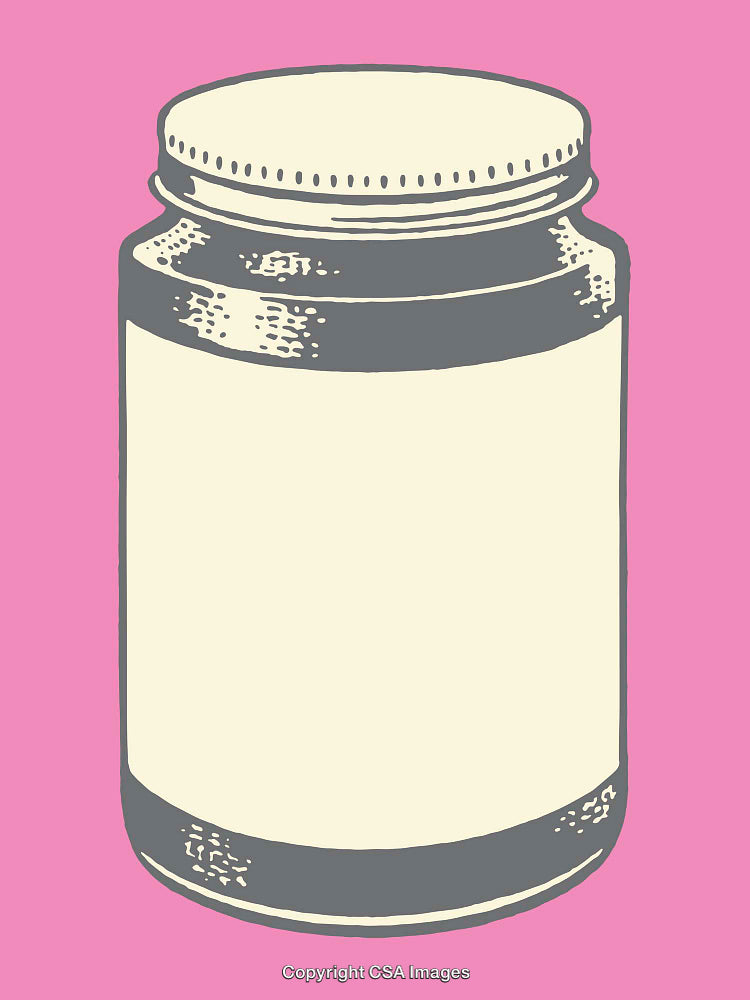 Illustration of a Jar with Simple Vintage Style on Pink Background
