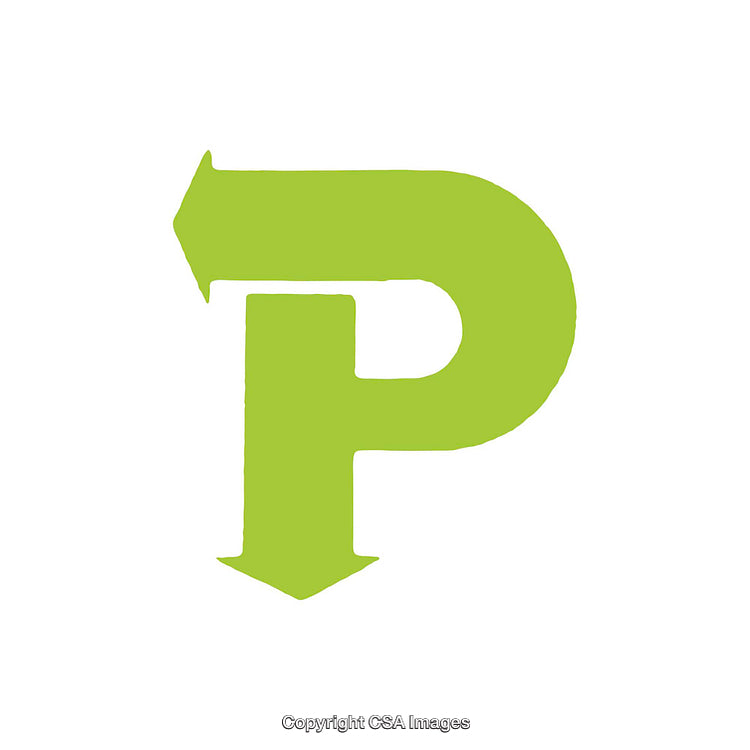 Bold Green Letter P With Directional Arrows