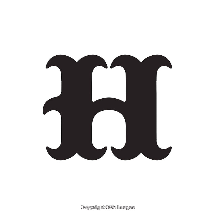 Elegant Black Gothic Styled Uppercase Letter H on a White Background