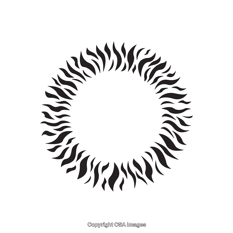 Circular Decorative Element With Black Flame-Like Shapes