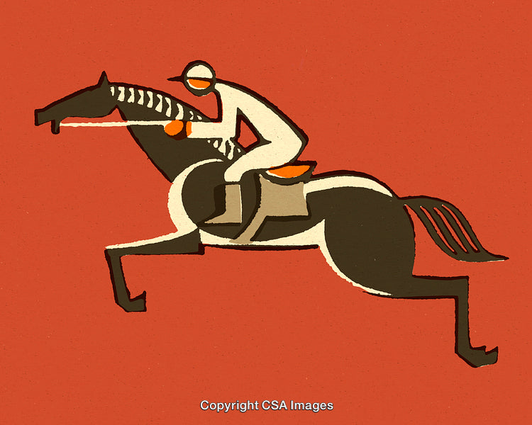 Illustration of a Jockey Riding a Racing Horse in Dynamic Style
