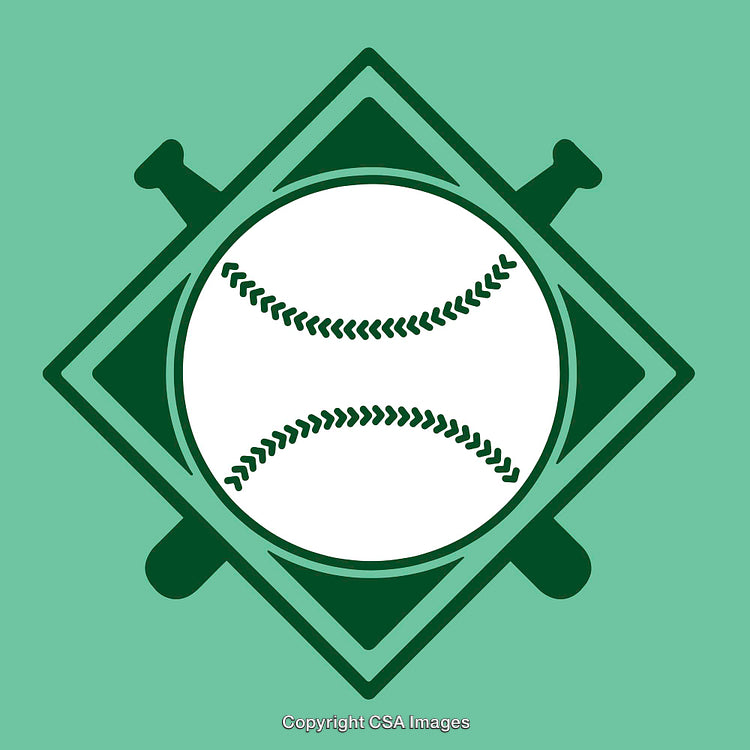 Green Baseball Themed Illustration With Bat and Ball Motif