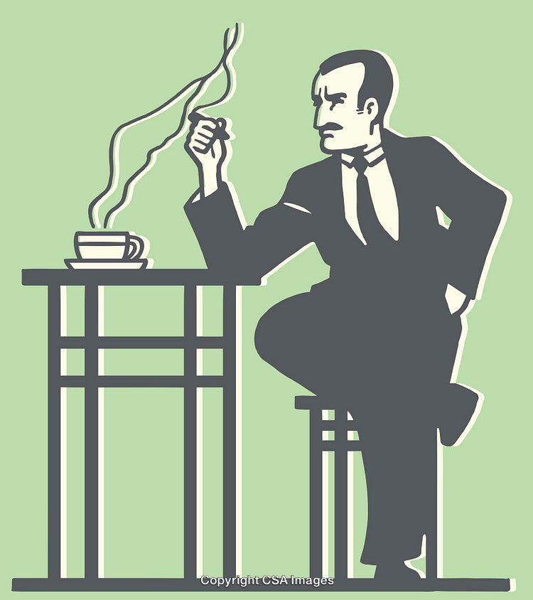 Man Smoking in a Stylish Vintage-Inspired Line Art Illustration