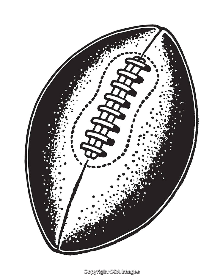 Black and White Line Art of a Football Illustration