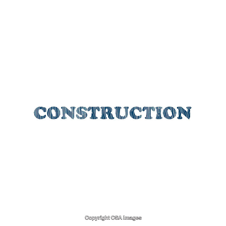 Minimalistic Blue Construction-Themed Typography on White Background