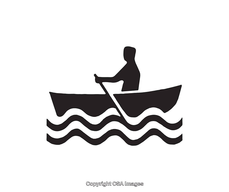 Black and White Icon of a Person Rowing a Boat