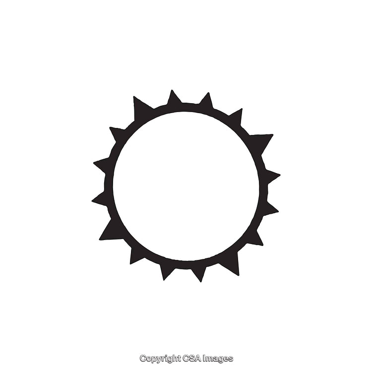Black Circular Dingbat Design with Spiky Outer Border on White Background
