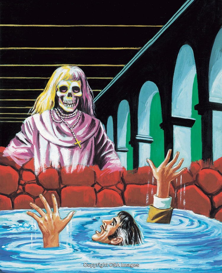 Eerie Encounter in a Gothic Setting with Mystic Elements