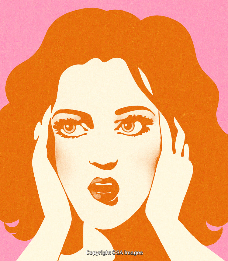 Vibrant Pop Art Illustration of a Woman Expressing Surprise and Shock