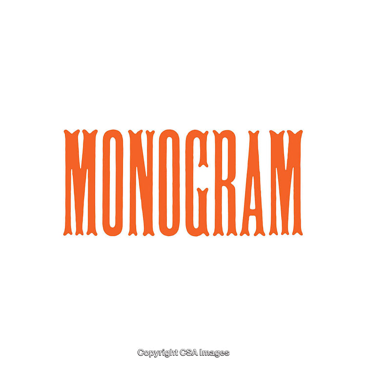 Vintage Monogram Design in Bold Typography with Orange Text on White Background