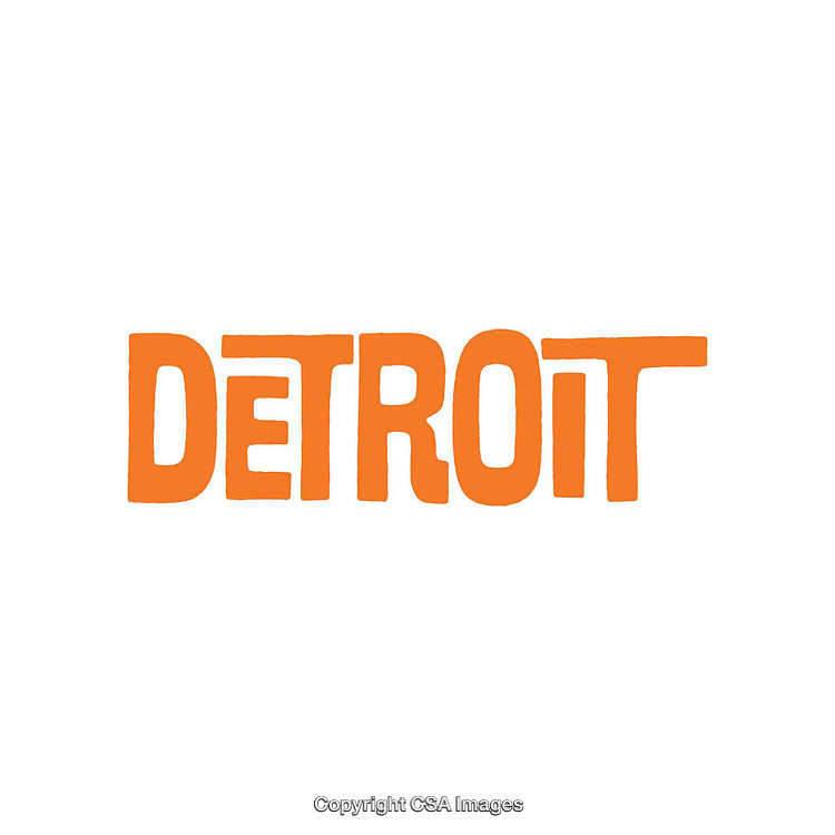 Bold Detroit Typography in Vibrant Orange on a Clean White Background