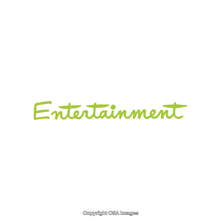 Green Script Text Displaying the Word Entertainment on White Background