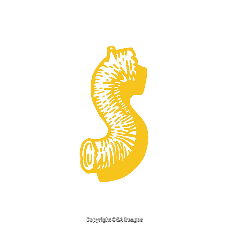 Artistic Yellow Letter S Design on a White Background