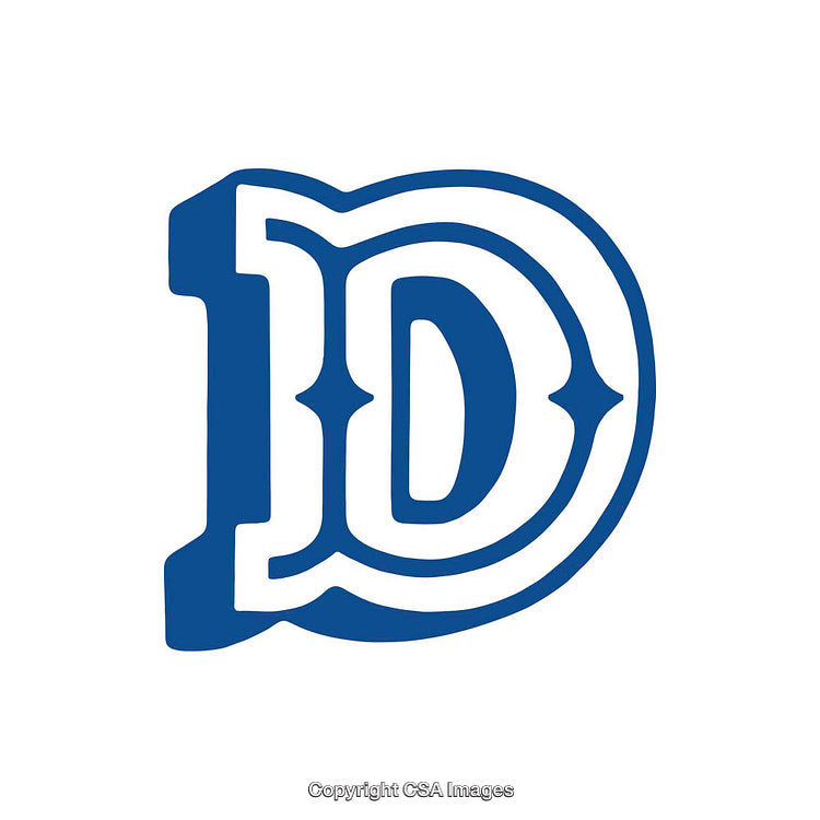 Blue Ornate Letter D Logo Design on White Background