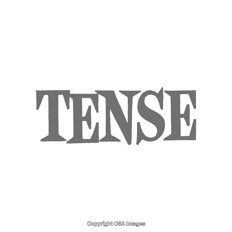 Gray 'Tense' Word Art with Minimalistic Presentation