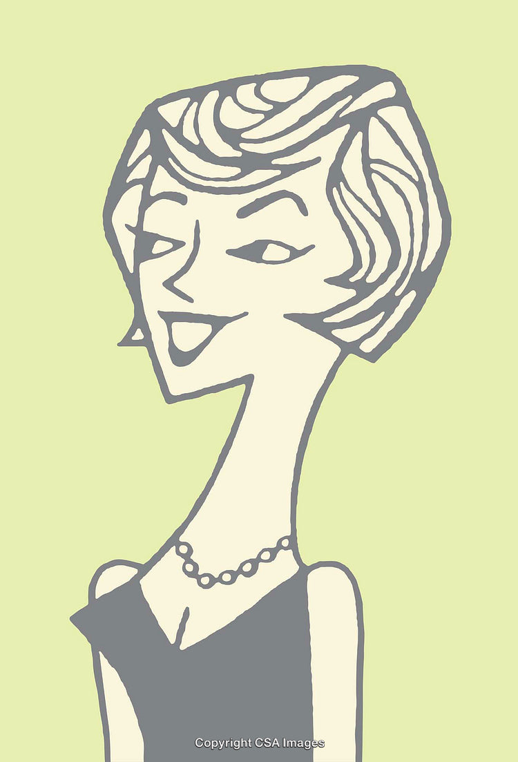 Stylized Line Art Portrait of a Woman with Necklace