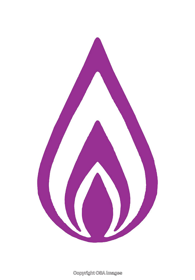 Purple Flame Icon With Geometric Design in Minimalist Style