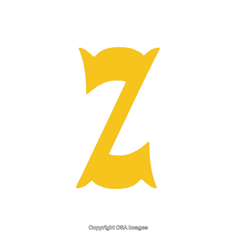 Yellow Decorative Letter Z on White Background Minimalistic Style
