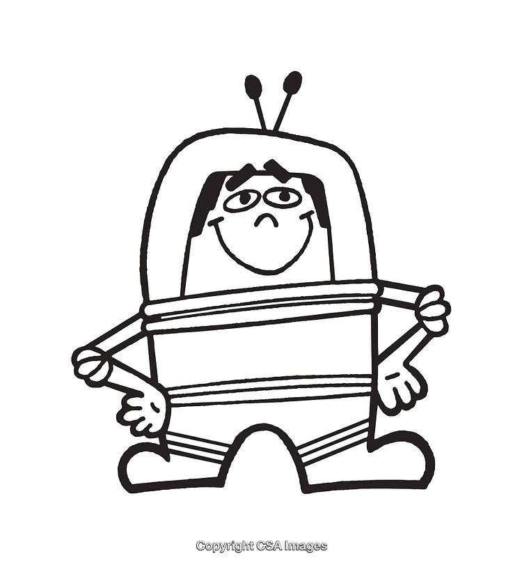Playful Cartoon Style Line Art Illustration of a Unique Character