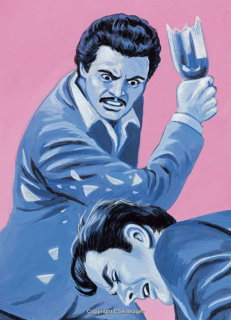 Dramatic Illustration Depicting Confrontation Between Men with Intense Emotions