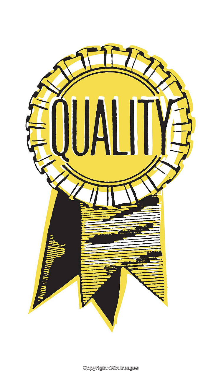 Illustrated Quality Seal Badge in Yellow with Ribbon Design