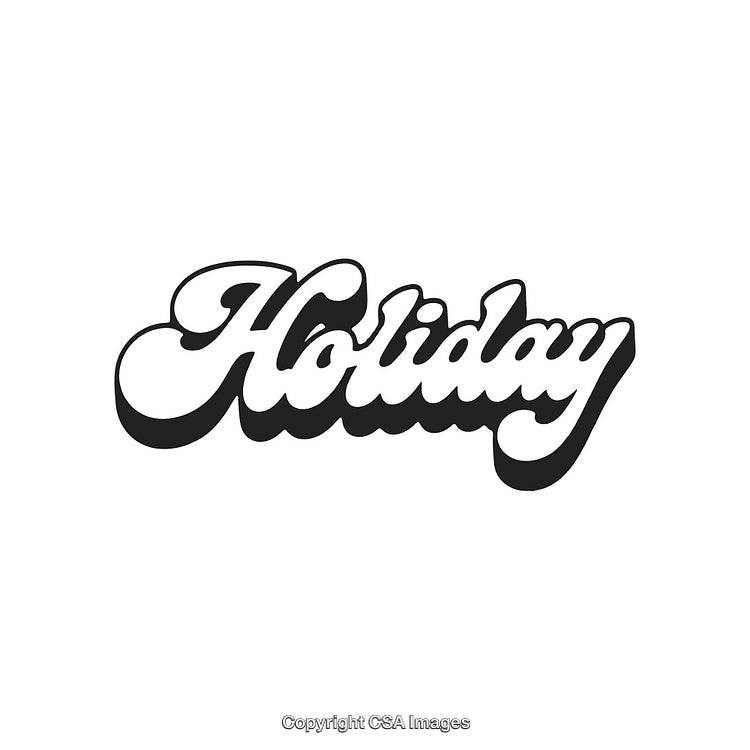Stylized Retro Holiday Text Typography with Bold Black and White Design