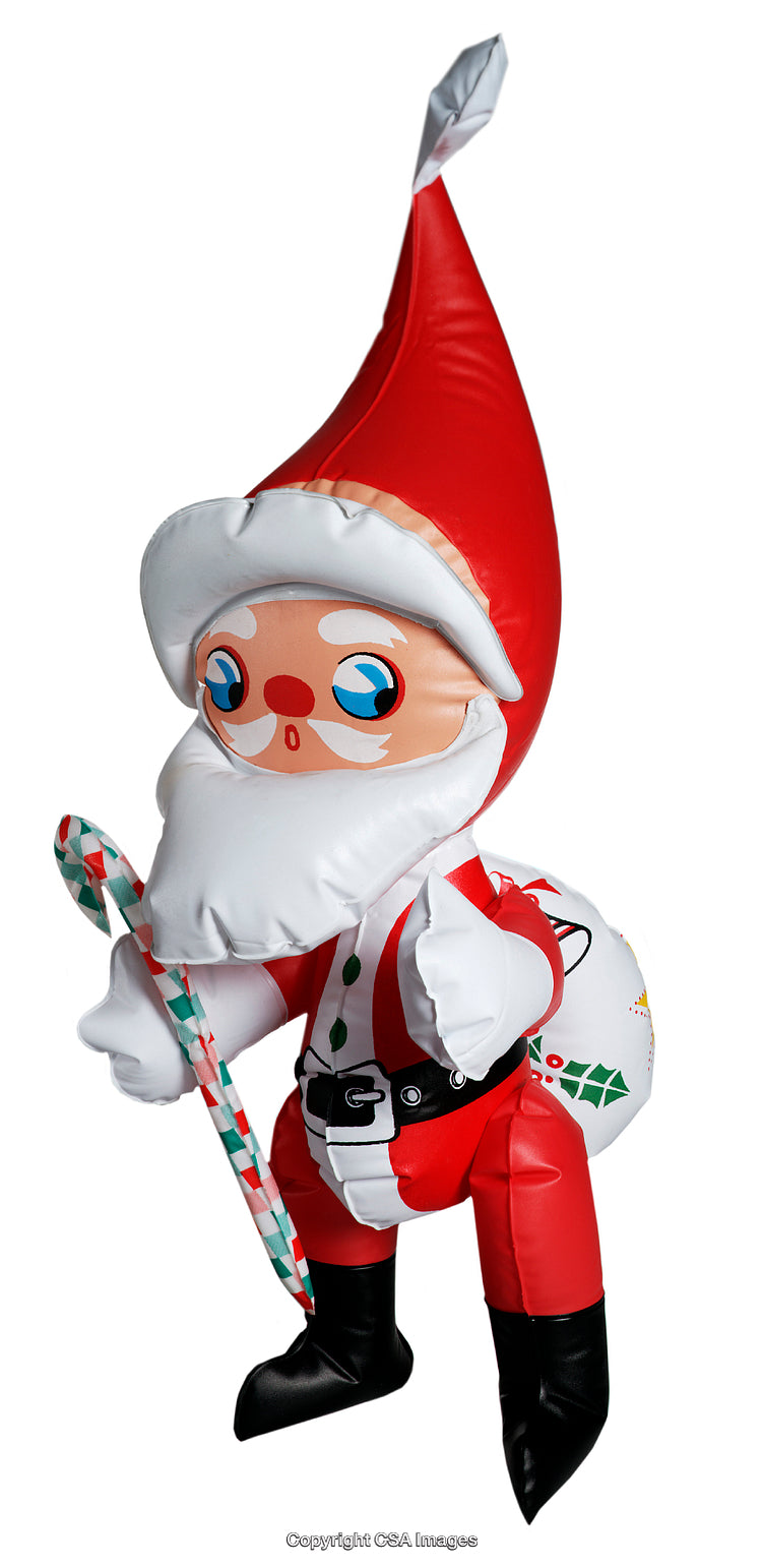 Inflatable Santa Claus Toy Holding Candy Cane and Sack in Festive Colors