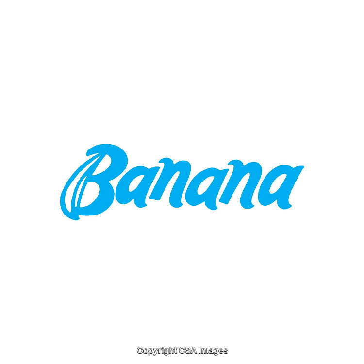Typography Illustration Featuring the Word Banana Styled in Blue Coloring
