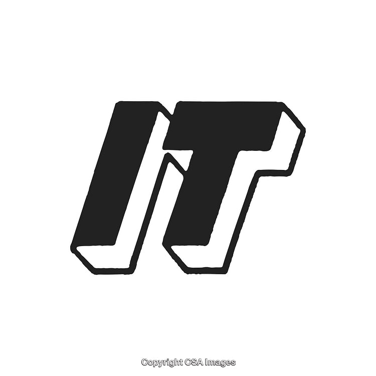 Bold Black And White Lettering of IT in Block Typeface