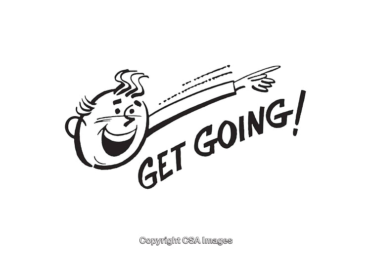 Retro-Inspired Black and White Motivational Illustration with Cartoon Character