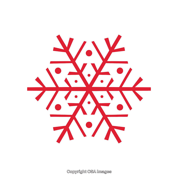 Red Snowflake Design Icon on a Clean White Background