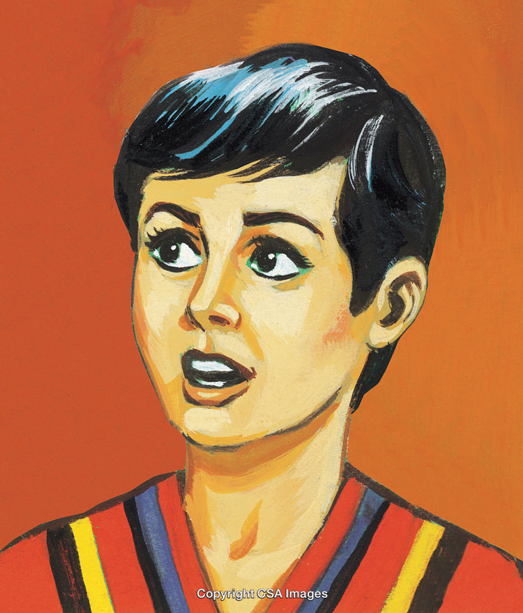 Portrait Style Painting of a Woman With Vibrant Orange Background