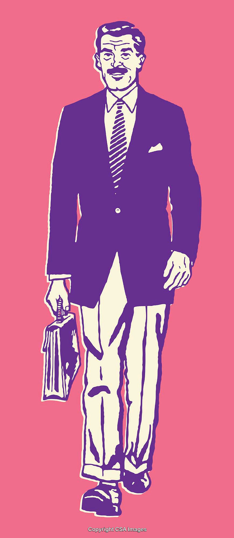 Colorful Line Art Illustration of a Businessman with Briefcase