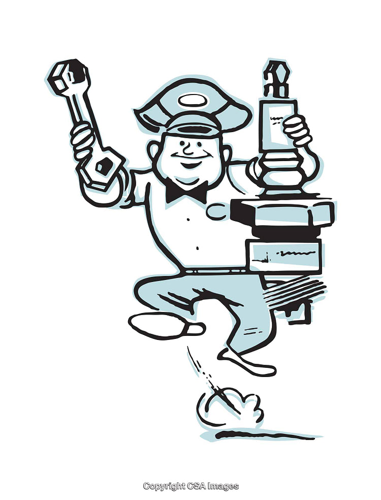 Cartoon Mechanic Holding Tools in Dynamic Pose