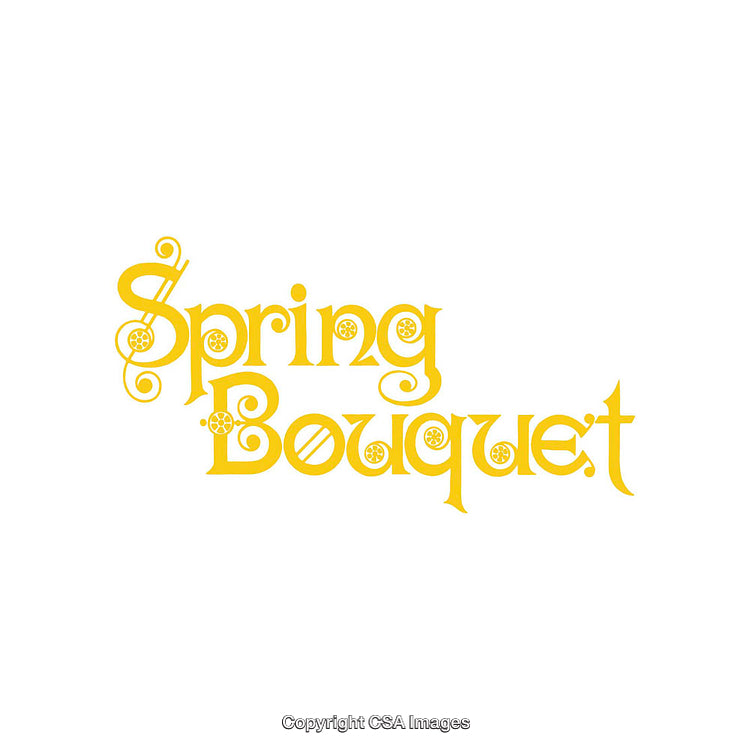 Elegant Yellow Text Design Highlighting Spring Bouquet Theme in Stylish Font
