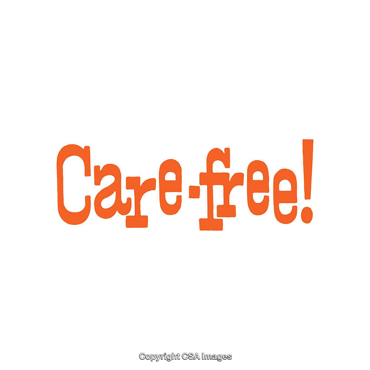 Playful Orange Text Saying 'Care-Free!' on White Background