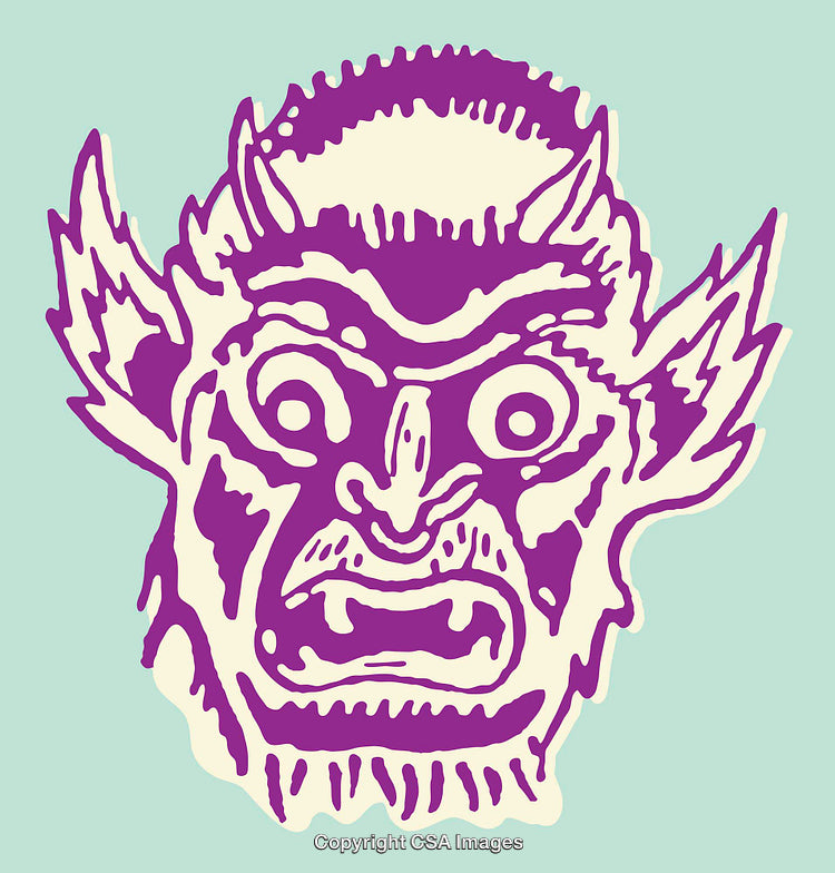 Vivid Line Art Illustration of a Colorful Monster Face Illustration