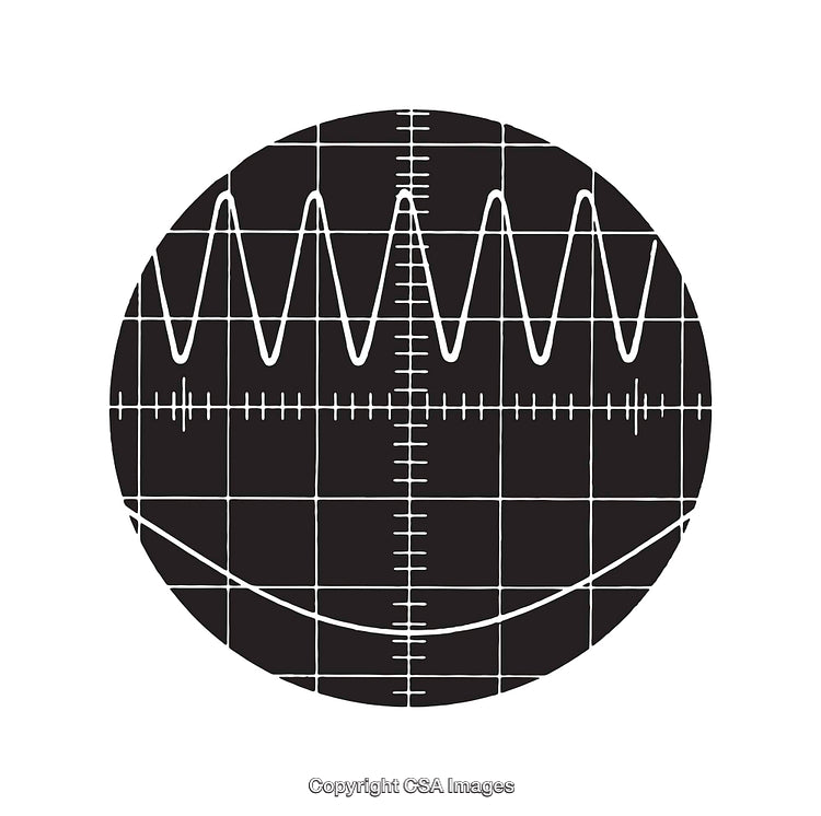 Black and White Oscilloscope Waveform Display with Grid Structure