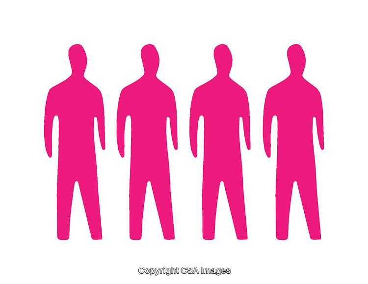Four Stylized Pink Human-Shaped Figures Representing Unity and Creativity