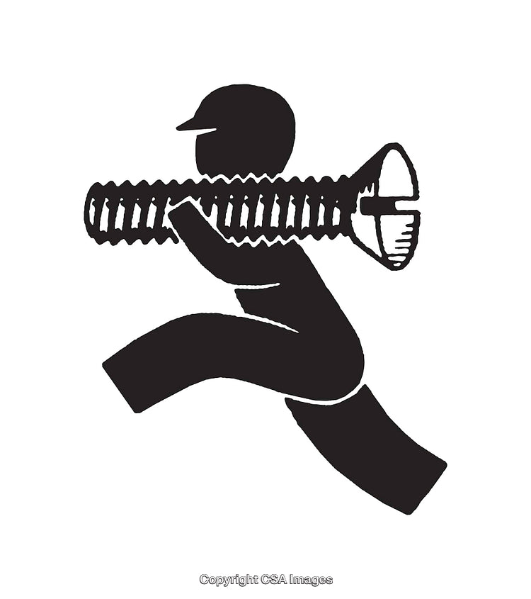 Silhouette Artwork of Person Carrying a Large Screw