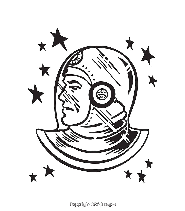Hand-Drawn Astronaut Illustration in Space with Stars