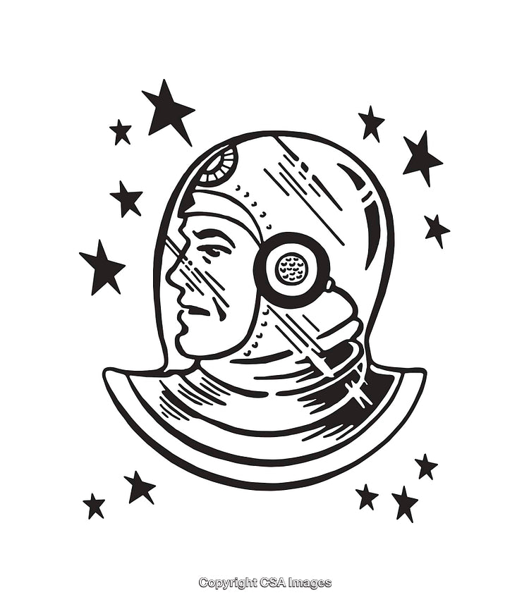 Hand-Drawn Astronaut Illustration in Space with Stars