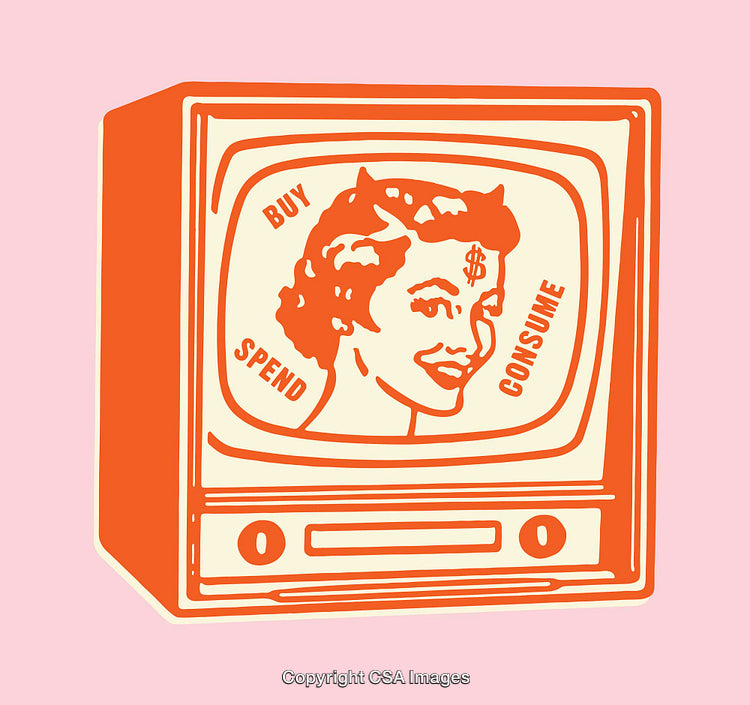 Vintage Style Advertising Concept of Consumerism in Pop Art Design