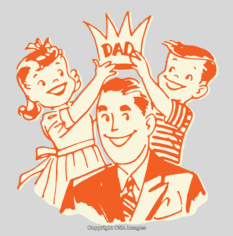 Retro Illustration of Family Celebrating Fatherhood and Parental Love