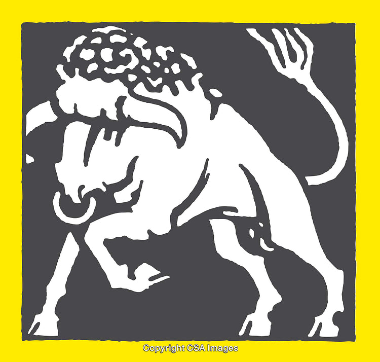 Bold Line Art of a Bull Figure with Contrasting Colors