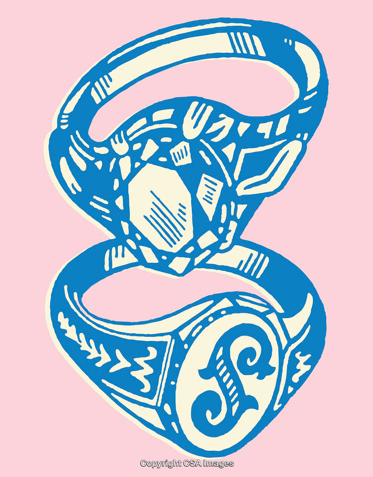 Colorful Line Art of Two Decorative Rings with Unique Artistic Style