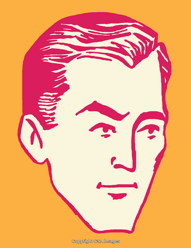Colorful Retro Illustration of a Male Face in Modern Art Style