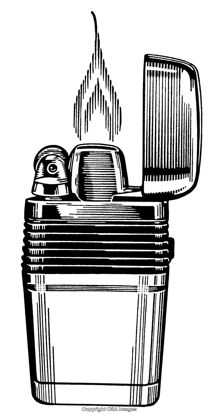 Detailed Vintage Engraving of a Retro Lighter in Black and White