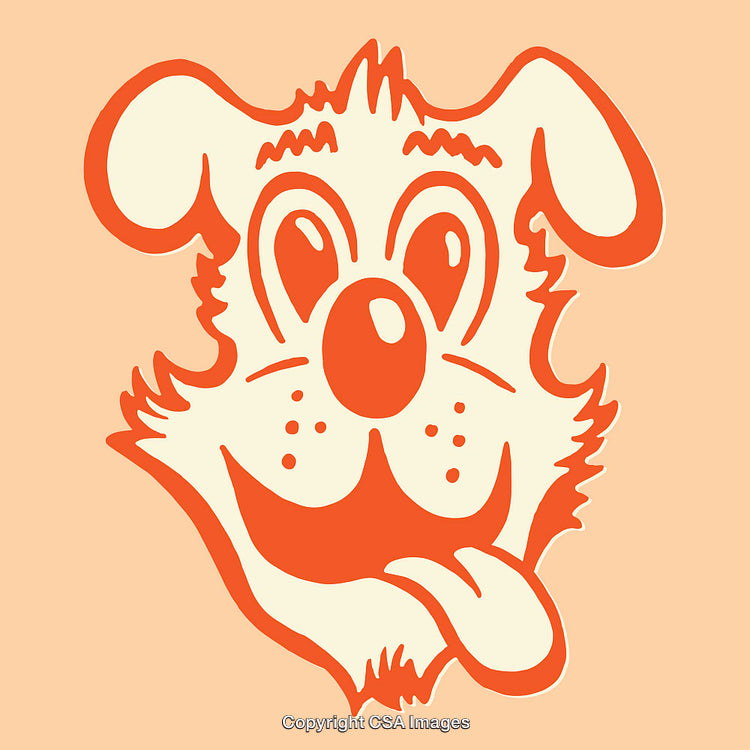 Colorful Line Art Illustration of a Happy Dog Face with Tongue Out